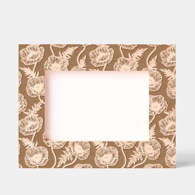 Happy Poppy Vine Dark Etched Wooden Frame (Front)