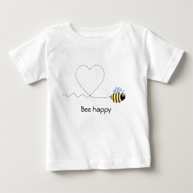 Happy positive bee in love cartoon baby shirt (Front)