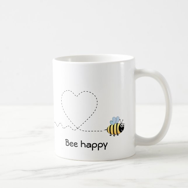 Happy positive bee in love cartoon mug (Right)