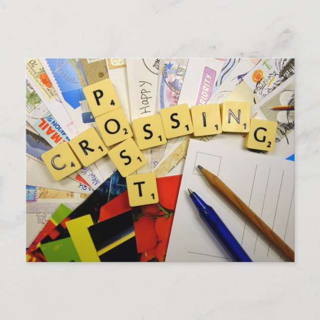 Happy Postcrossing crossword postcard (Front)