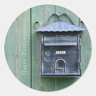 Happy Postcrossing! Mailbox. Classic Round Sticker