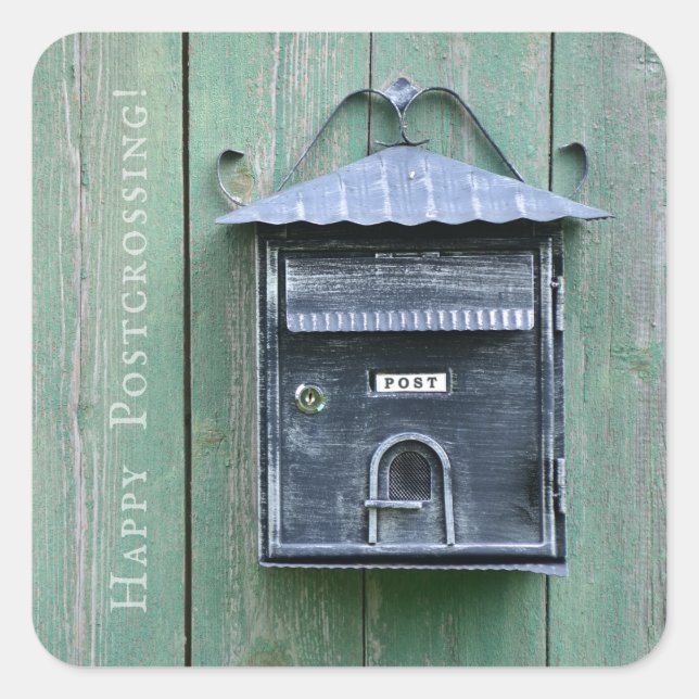 Happy Postcrossing! Mailbox. Square Sticker (Front)