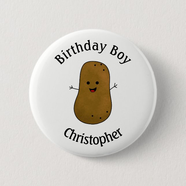 Happy Potato Birthday Personalised 6 Cm Round Badge (Front)