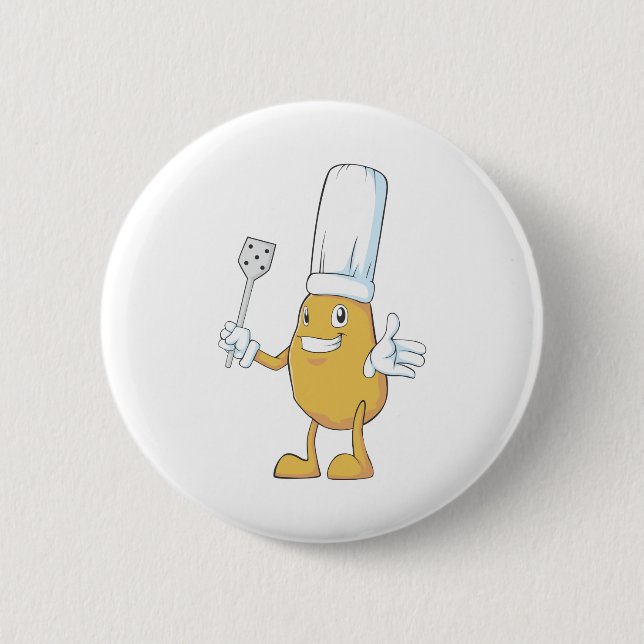 Happy Potato Chef 6 Cm Round Badge (Front)