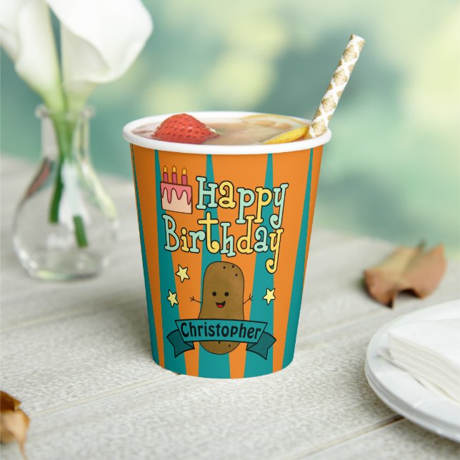 Happy Potato Party Time Paper Cups (Insitu)
