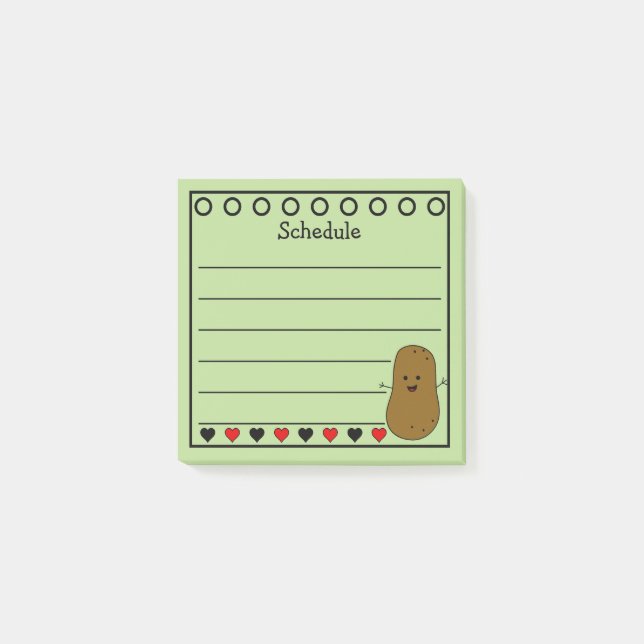 Happy Potato Schedule Green Post-it Notes (Front)