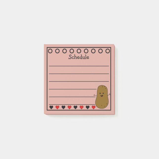 Happy Potato Schedule Pink Post-it Notes (Front)