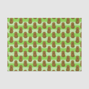 Happy Potatoes On A Green Striped Background Tissue Paper