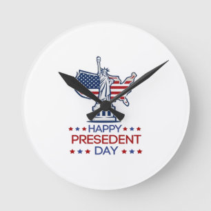 Happy presidents day 2026 Classic Round Clock
