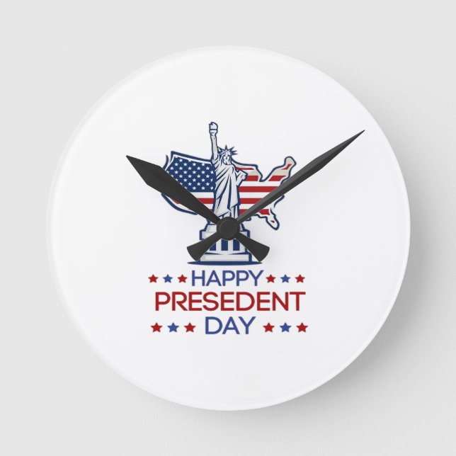 Happy presidents day 2026 Classic Round Clock (Front)