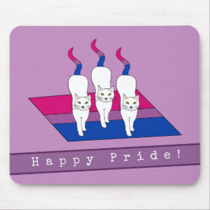 Happy Pride Cats With Bisexual Pride Flag Mouse Pad