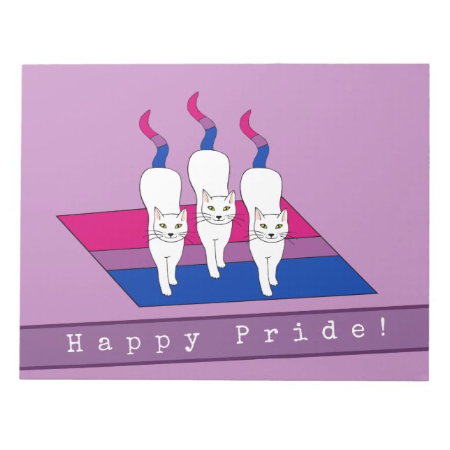 Happy Pride Cats With Bisexual Pride Flag Notepad (Front)