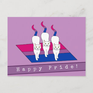 Happy Pride Cats With Bisexual Pride Flag Postcard