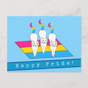 Happy Pride Cats With Pansexual Flag Postcard