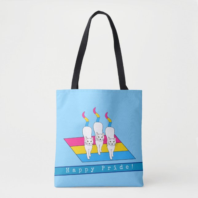 Happy Pride Cats With Pansexual Flag Tote Bag (Front)
