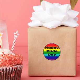 Happy Pride Day Rainbow LGBTQ Celebration Classic Round Sticker