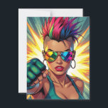Happy Pride! Lgbtqia  Month Postcard<br><div class="desc">Pop art comic book style woman with undercut giving an upper cut pow punch rainbow lgbtqia  sunglasses postcard to say Happy Pride to friends and family.</div>