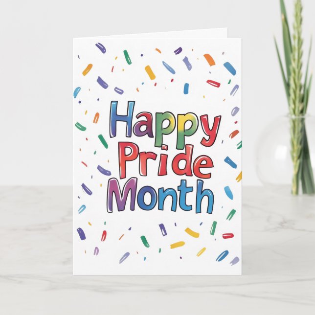 Happy Pride Month Colourful Confetti Holiday Card (Front)