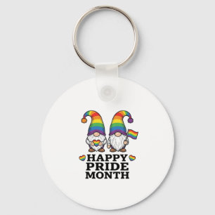 Happy Pride Month Gnome Vintage Rainbow Shirt_1 Key Ring