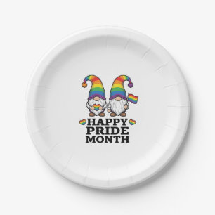 Happy Pride Month Gnome Vintage Rainbow Shirt_1 Paper Plate