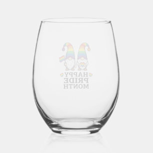 Happy Pride Month Gnome Vintage Rainbow Shirt_1 Stemless Wine Glass