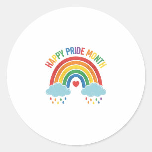 Happy Pride Month Rainbow Vintage Engraving Design Classic Round Sticker