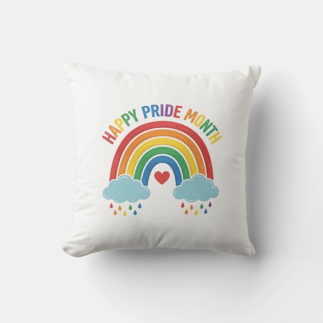 Happy Pride Month Rainbow Vintage Engraving Design Cushion (Front)