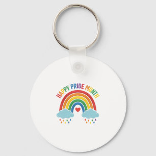 Happy Pride Month Rainbow Vintage Engraving Design Key Ring