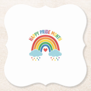 Happy Pride Month Rainbow Vintage Engraving Design Paper Coaster
