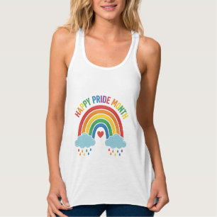 Happy Pride Month Rainbow Vintage Engraving Design Singlet