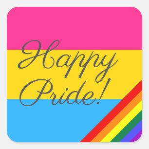 Happy Pride Pansexual Flag Square Sticker