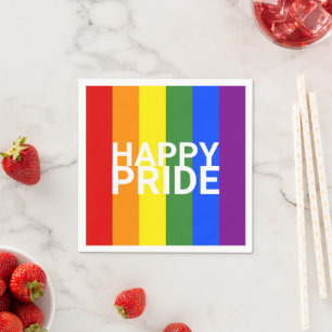 Happy Pride Rainbow Flag Stripes Party Napkin