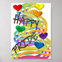 Happy Pride Rainbow Hearts and Ropes Poster