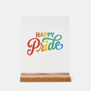 Happy Pride Vintage Rainbow Typography Shirt_1 Acrylic Sign