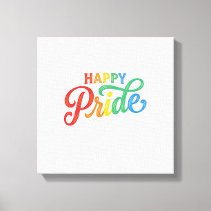 Happy Pride Vintage Rainbow Typography Shirt_1 Canvas Print