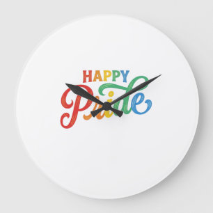 Happy Pride Vintage Rainbow Typography Shirt_1 Large Clock