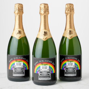 Happy Publication Day Personalised LBGTQ Sparkling Wine Label