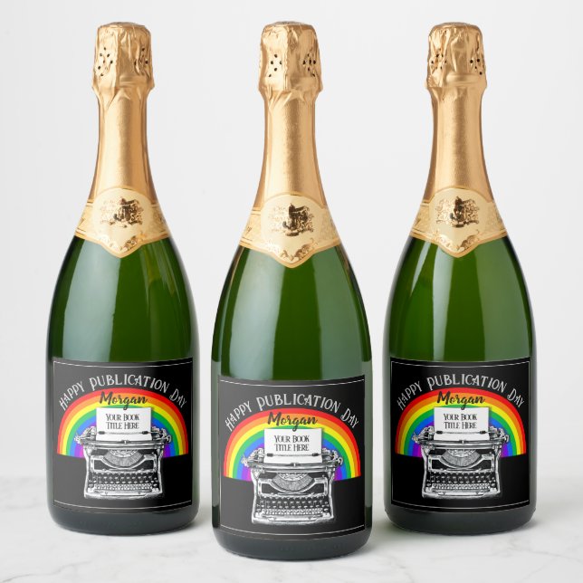 Happy Publication Day Personalised LBGTQ Sparkling Wine Label (Bottles)
