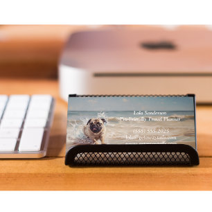 Happy Pug  at the Beach customizable Business Card