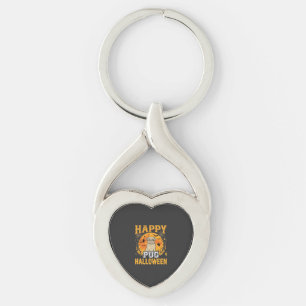 Happy Pug Halloween Spooky Dog Design_1 Key Ring