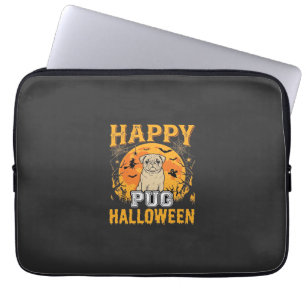 Happy Pug Halloween Spooky Dog Design_1 Laptop Sleeve