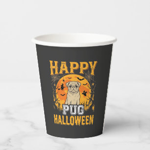 Happy Pug Halloween Spooky Dog Design_1 Paper Cups