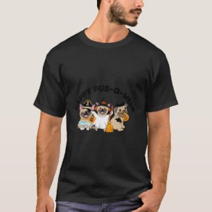Happy Pug-O-Ween Cute Costumes Pug Dog Halloween D T-Shirt
