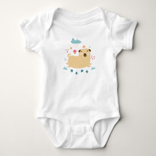 Happy Puggy Baby Bodysuit (Front)