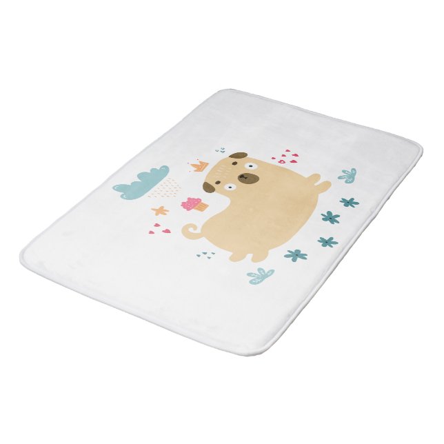Happy Puggy Bath Mat (Angled)