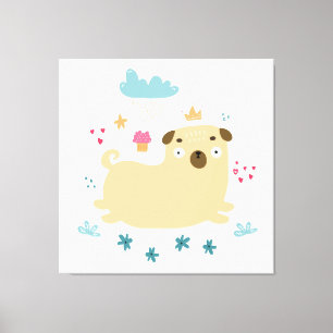Happy Puggy Canvas Print