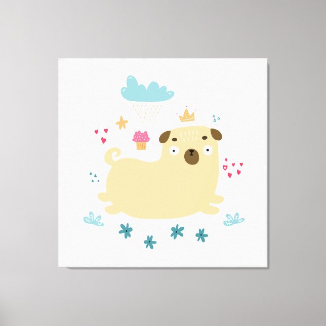 Happy Puggy Canvas Print (Front)