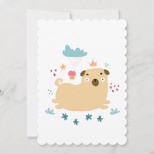Happy Puggy Flat Greeting Card