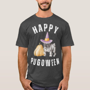 Happy Pugoween Funny Pug Lover Halloween Party Cos T-Shirt