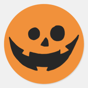 Happy Pumpkin Face Classic Round Sticker